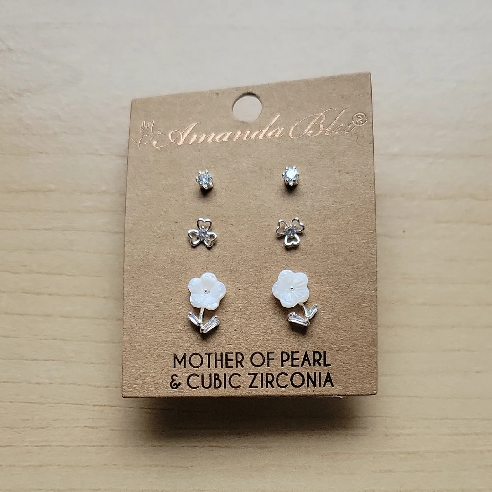 Amanda Blu Mother of Pearl & Cubic Zirconia Earrings Set - Picture 1 of 2